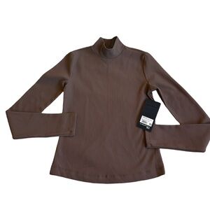 90 Degree By Reflex Brown Long Sleeve Mock Neck Top XS NWT